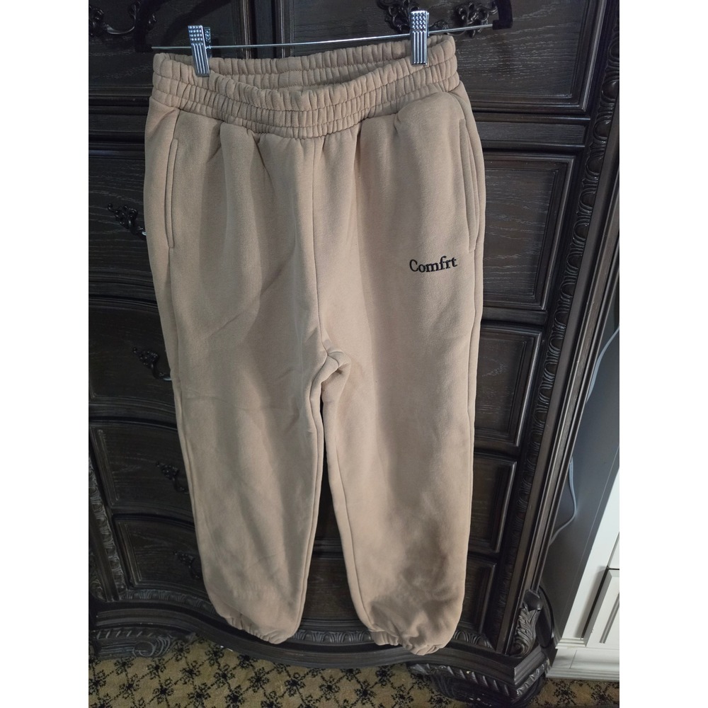 Comfrt Cloud Fleece Sweatpants Tan Beige Joggers Medium High Rise Baggy Sweats